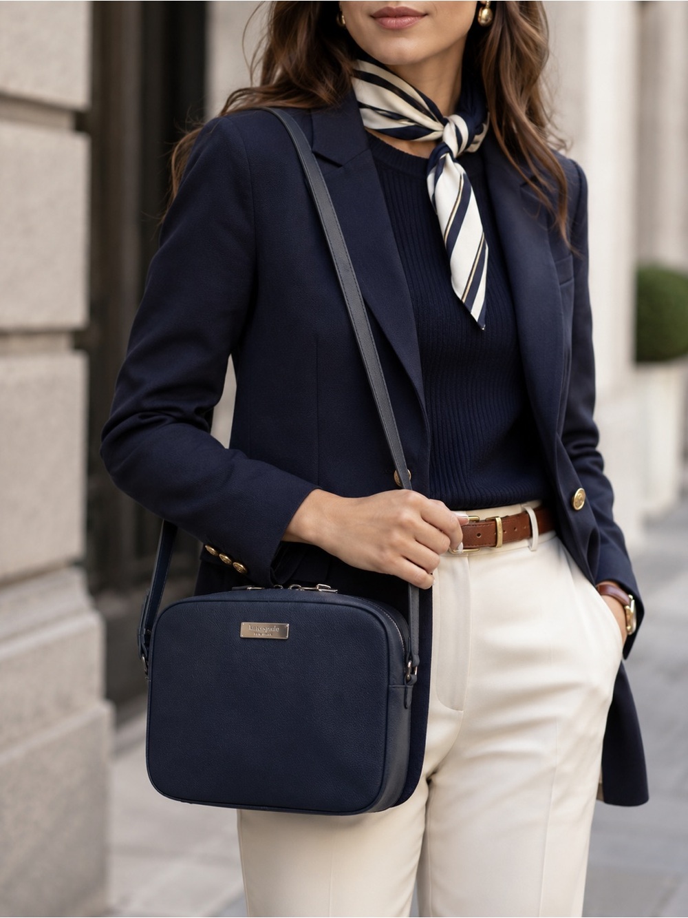 KATE SPADE Women's Navy Blue Newbury Lane Cammie Crossbody Bag